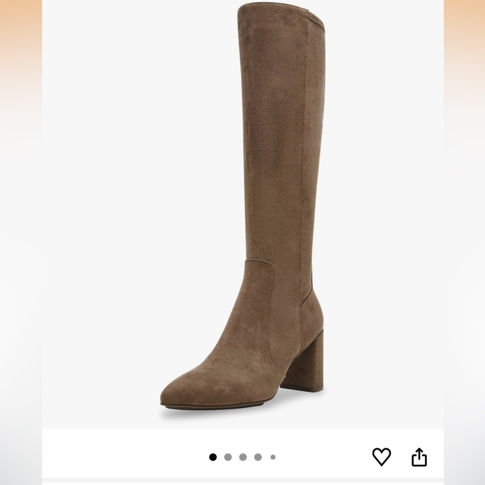 anne klein barnard  truffle brown ultrasuede fitted tall boots new sz 6 M